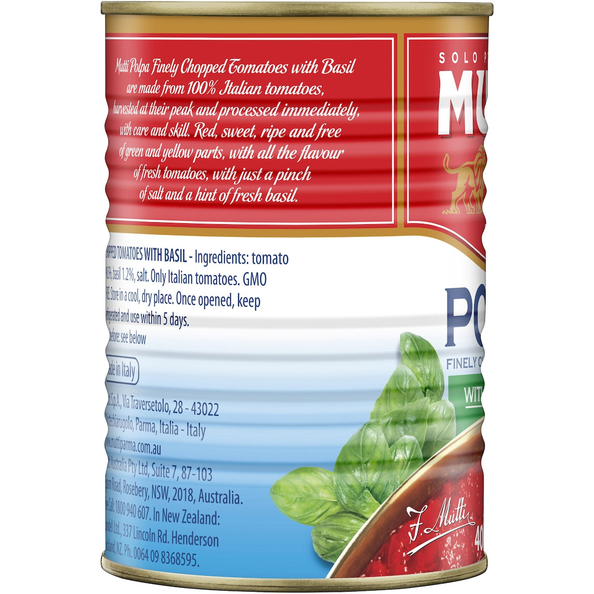 Mutti Polpa Finely Chopped Tomatoes With Basil 400g