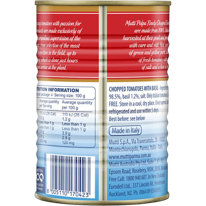 Mutti Polpa Finely Chopped Tomatoes With Basil 400g