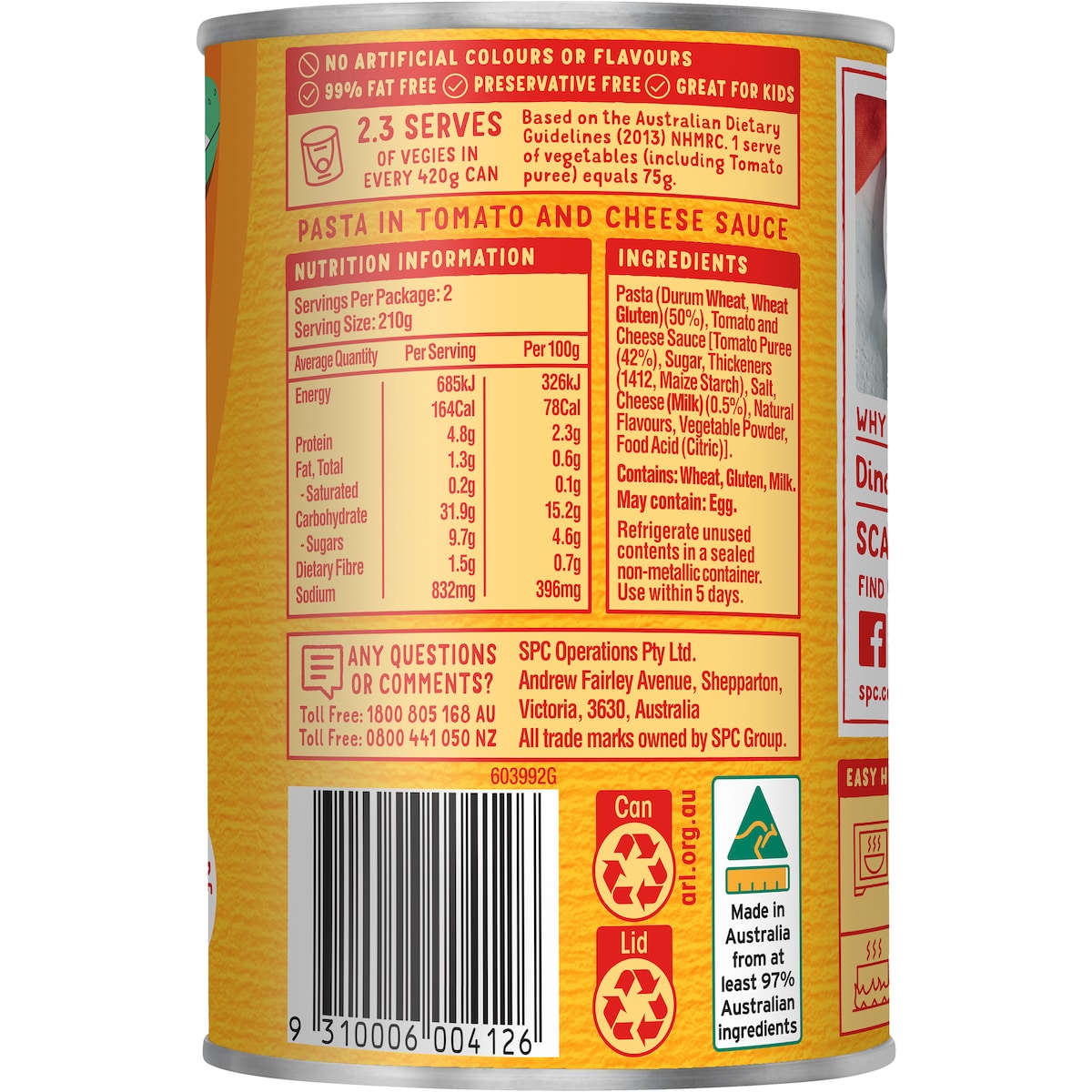 Spc Spag-a-saurus Tomato & Cheese 420g