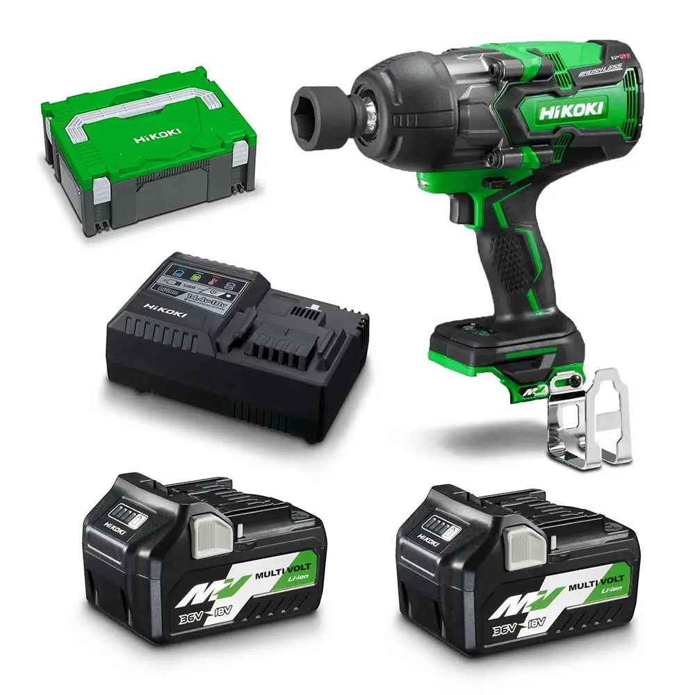 HIKOKI 36V MULTIVOLT 2 x 2.5Ah 5.0Ah 1 2 Impact Wrench WR36DB(HRZ)
