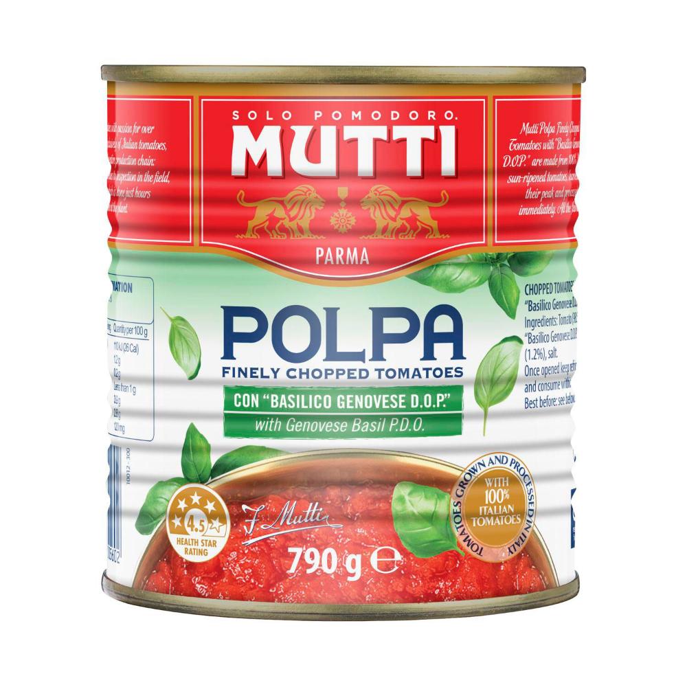 Mutti Polpa Finely Chopped Tomatoes With Basil - 790g