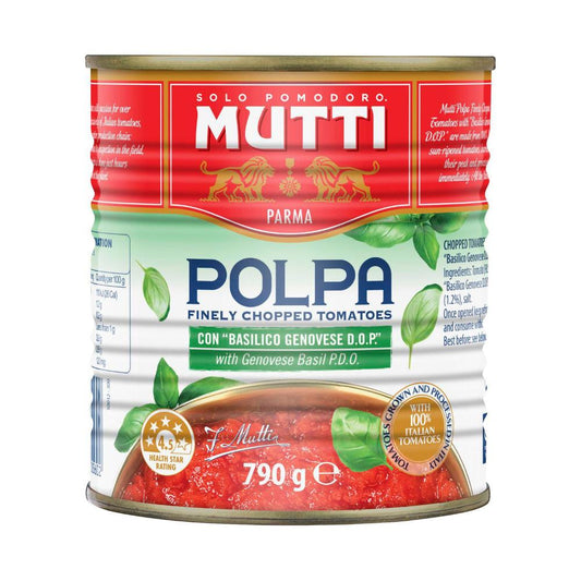 Mutti Polpa Finely Chopped Tomatoes With Basil - 790g
