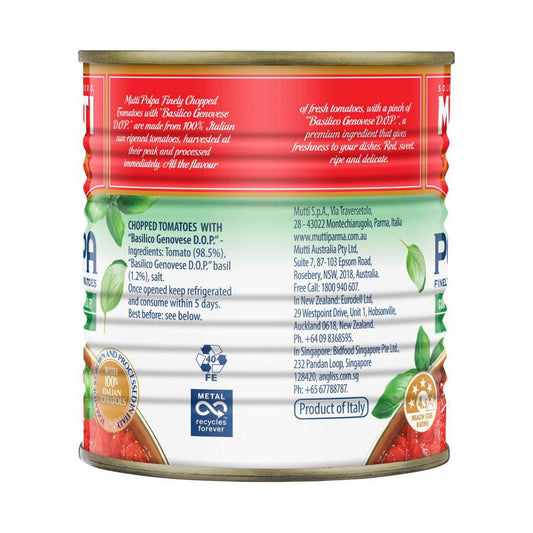 Mutti Polpa Finely Chopped Tomatoes With Basil - 790g