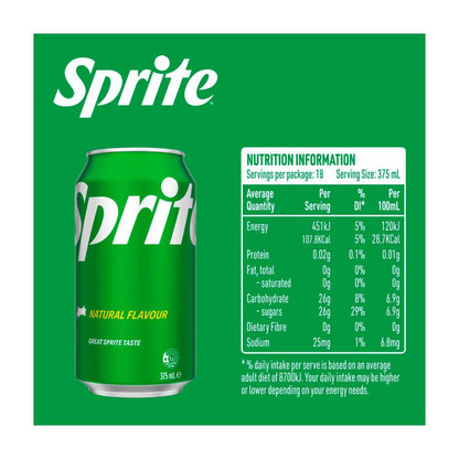 Sprite Lemonade Soft Drink Multipack Cans 375ml - 18 Pack