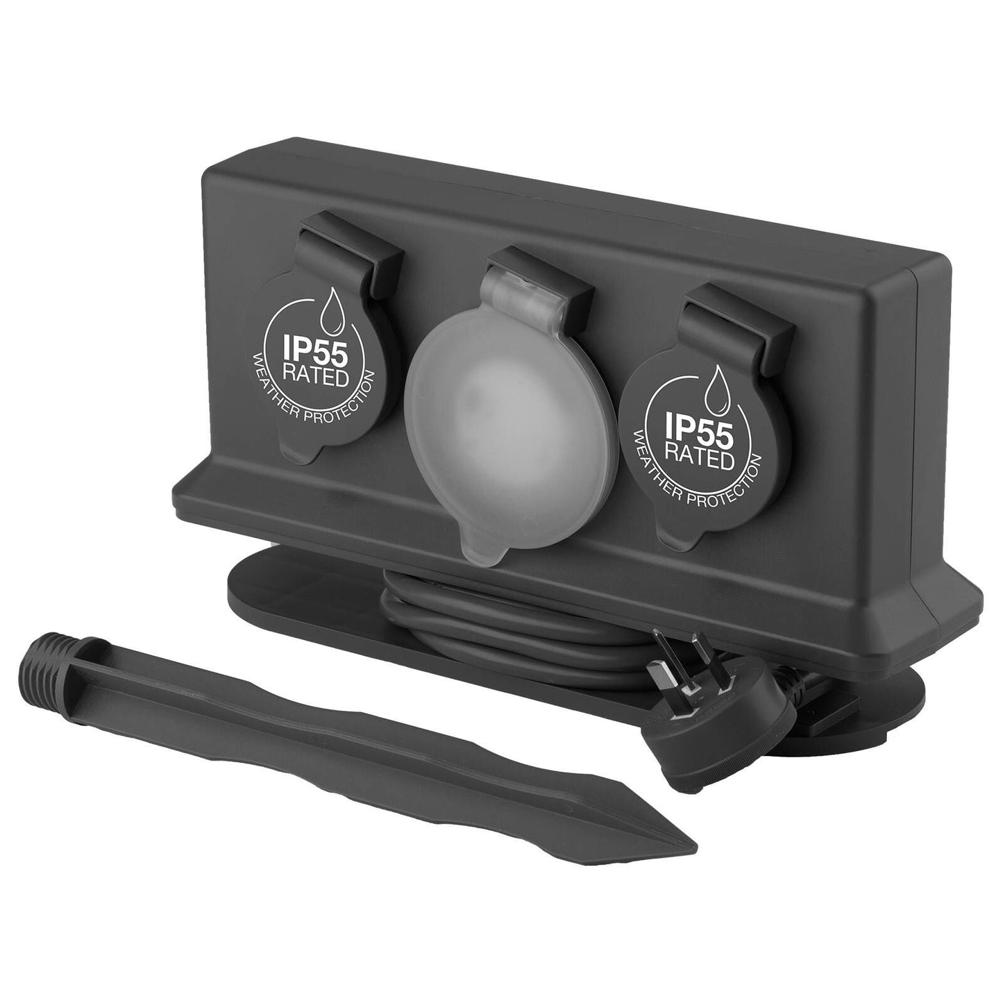 Arlec Outdoor Powerboard with Timer - 4 Outlet - 1.8m - Dark Grey
