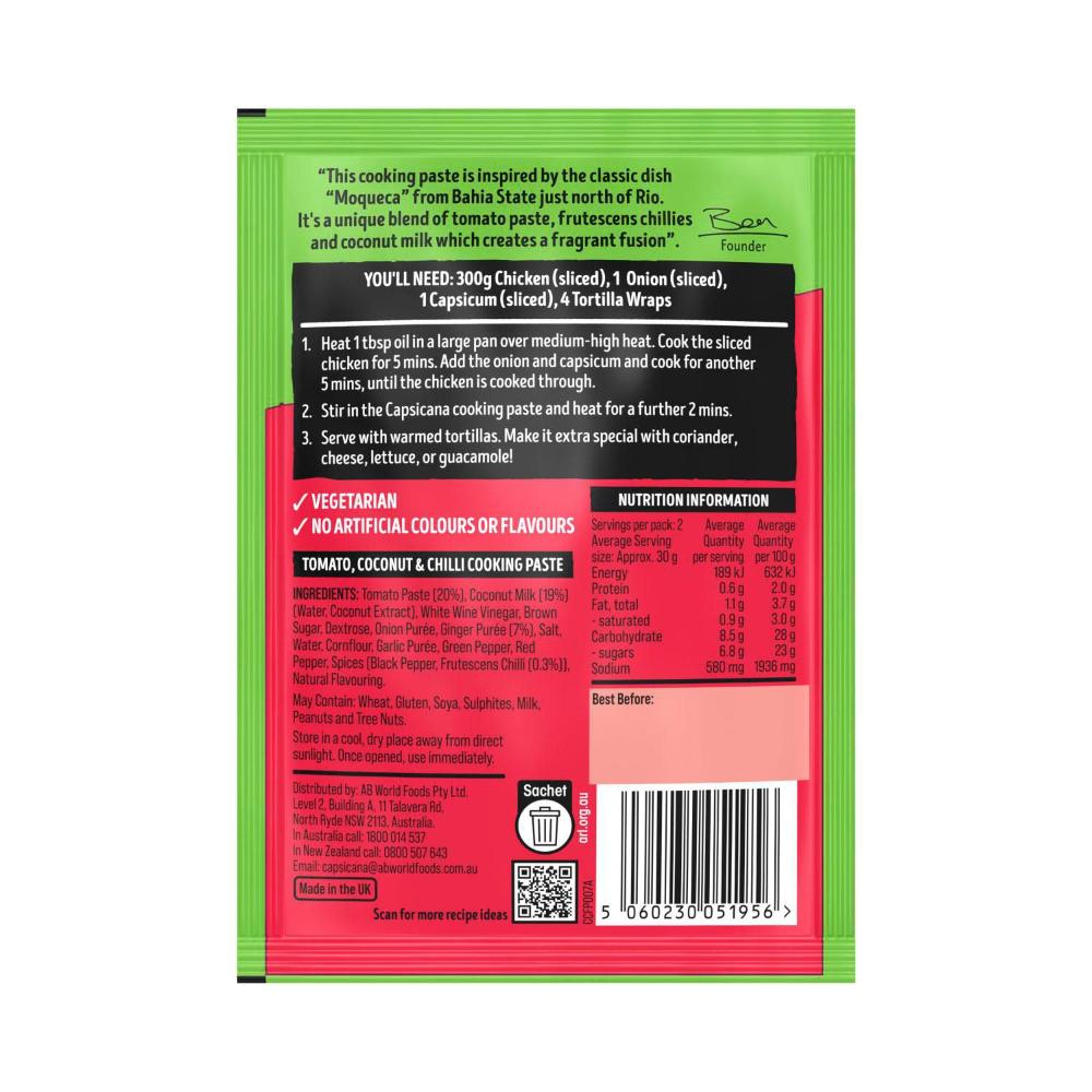 Capsicana Brazilian Style Tomato Coconut & Chilli Wrap Paste - 60g