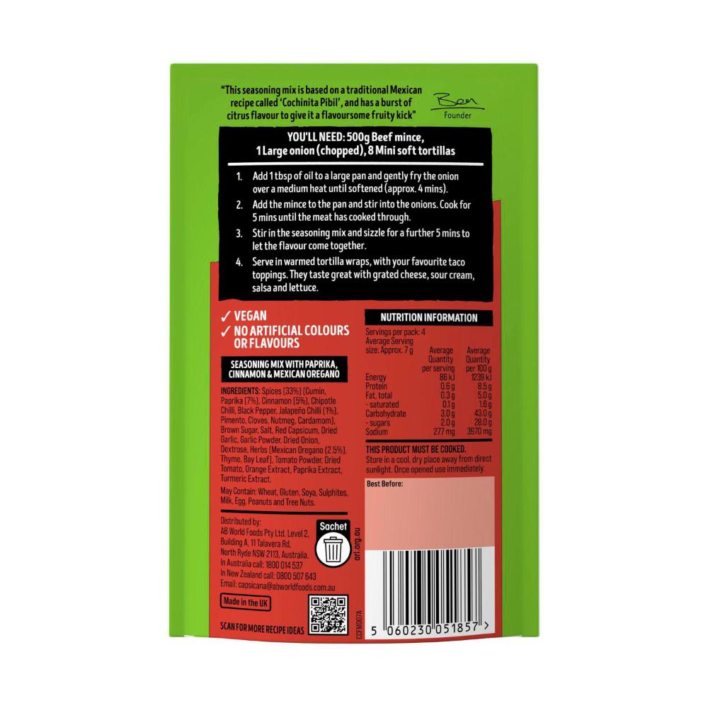 Capsicana Mexican Style Tasty Taco Seasoning Mix - 28g