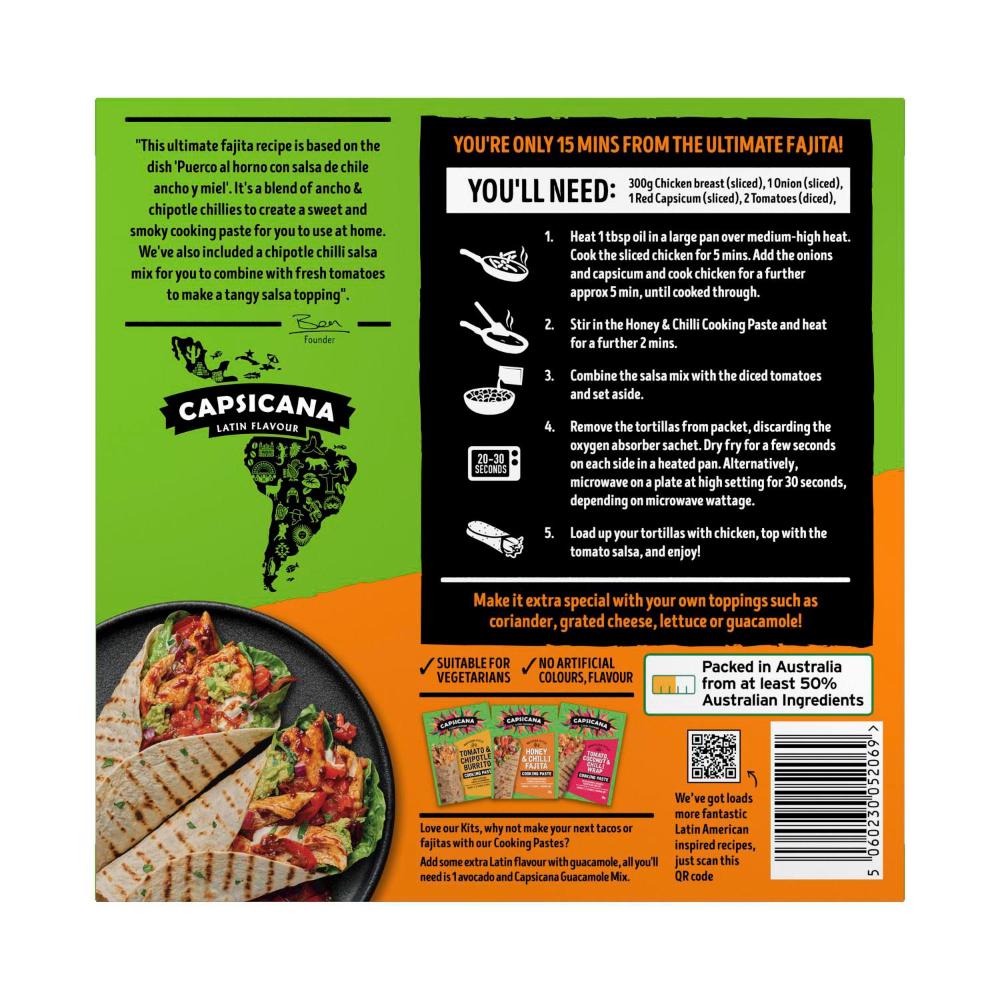 Capsicana Mexican Style Honey & Chilli Fajita Kit - 263g