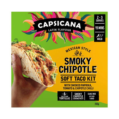 Capsicana Mexican Style Smoky Chipotle Soft Taco Kit - 253g