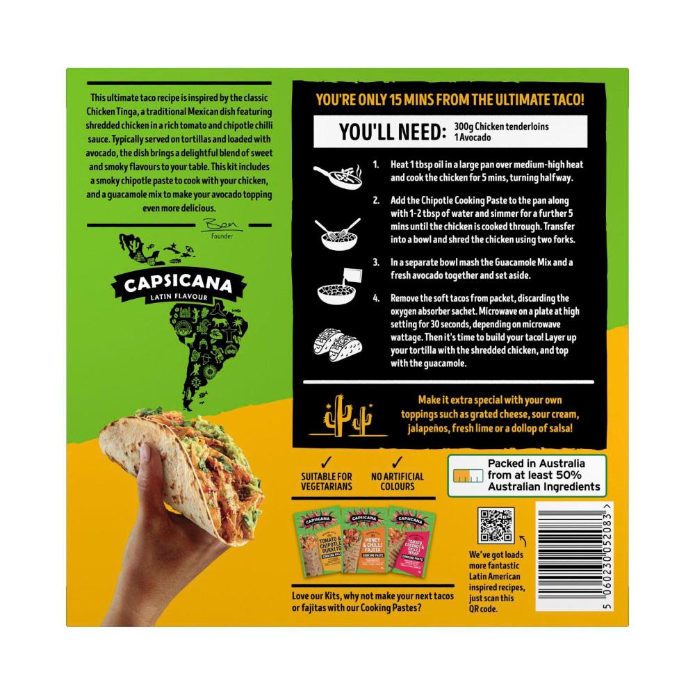 Capsicana Mexican Style Smoky Chipotle Soft Taco Kit - 253g