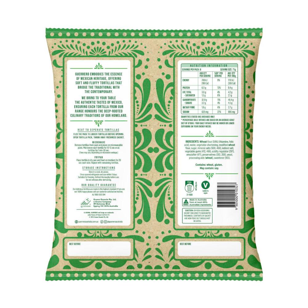 Guerrero Burrito Tortillas 10in 8 Pack - 567g