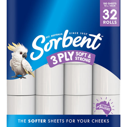 Sorbent Silky White 3 Ply Toilet Paper 32 Pack