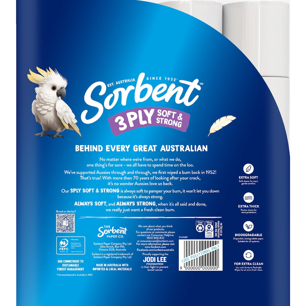 Sorbent Silky White 3 Ply Toilet Paper 32 Pack
