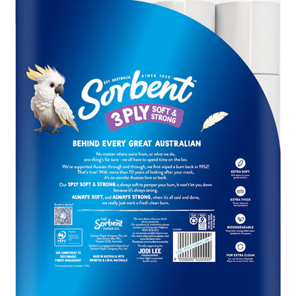 Sorbent Silky White 3 Ply Toilet Paper 32 Pack