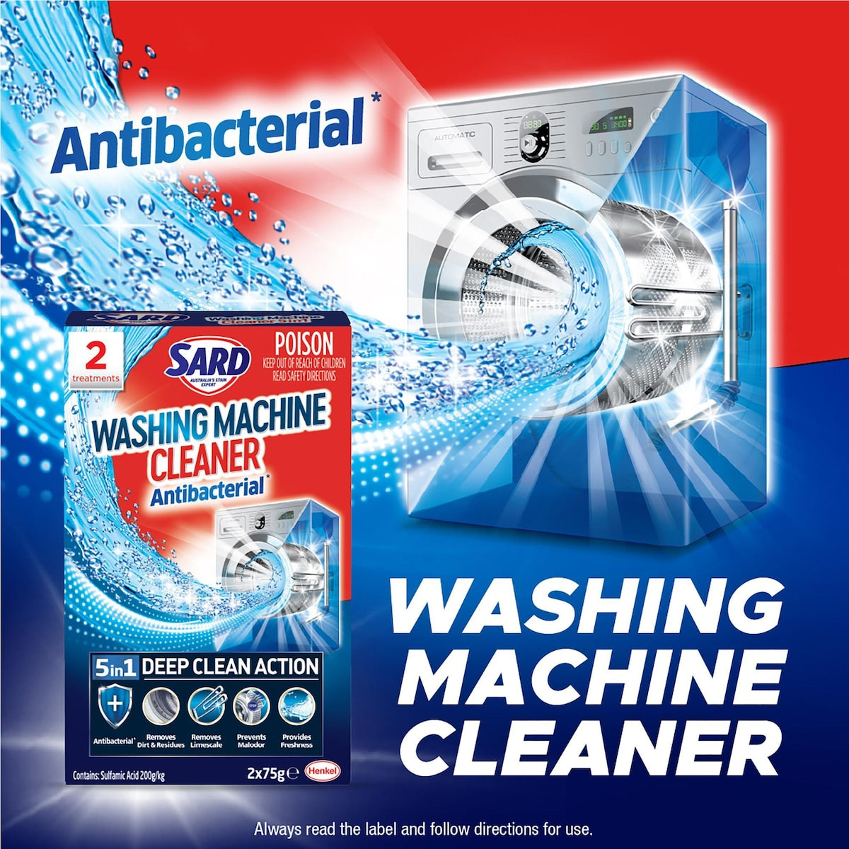 Sard Washing Machine Cleaner Antibacterial Disinfectant 2 Pack