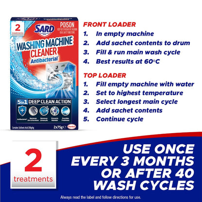 Sard Washing Machine Cleaner Antibacterial Disinfectant 2 Pack