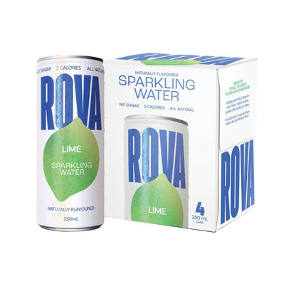 Rova Sparkling Water Lime Cans 250ml - 4 Pack