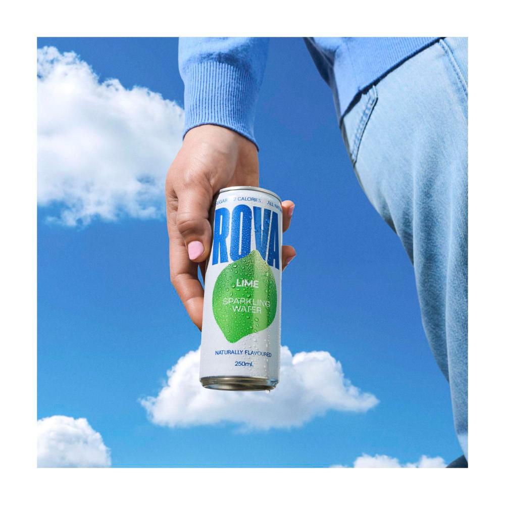 Rova Sparkling Water Lime Cans 250ml - 4 Pack