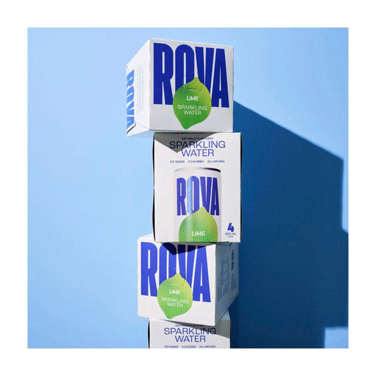 Rova Sparkling Water Lime Cans 250ml - 4 Pack