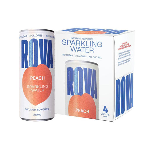 Rova Sparkling Water Peach Cans 250ml - 4 Pack