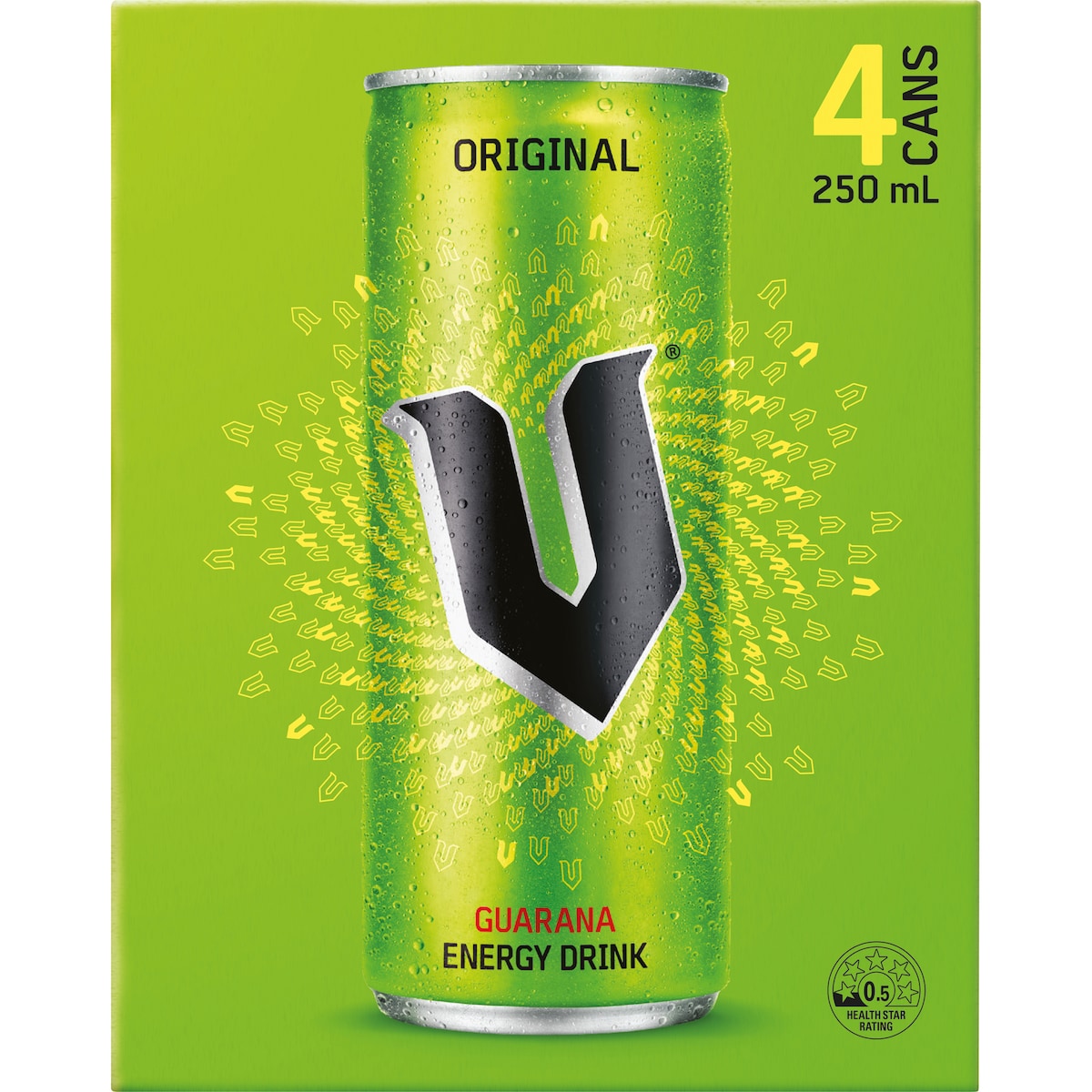 V Original Guarana Energy Drink 250ml X 4 Pack