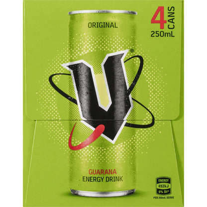 V Original Guarana Energy Drink 250ml X 4 Pack