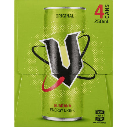 V Original Guarana Energy Drink 250ml X 4 Pack
