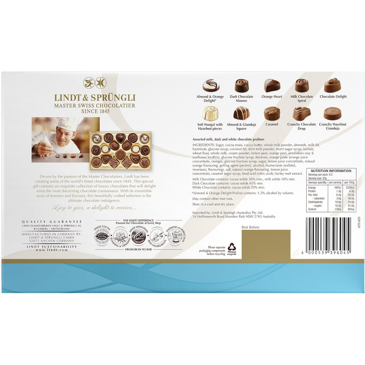 Lindt Pralines Master Collection Chocolate Box 184g