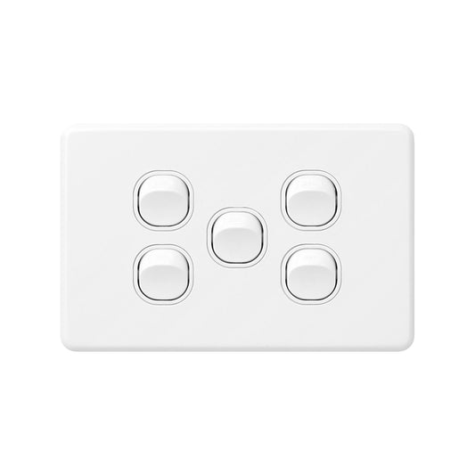 Deta X6 White Five Switch - 5 Gang