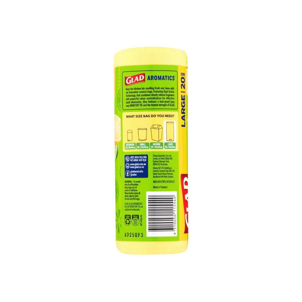 Glad Aromatics Kitchen Tidy Bags Sweet Citrus Large - 20 Pack