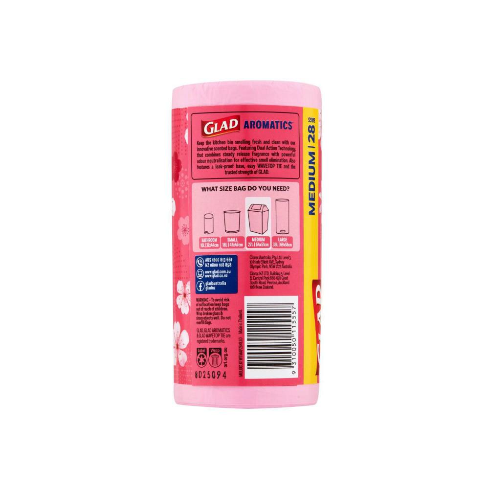 Glad Aromatics Kitchen Tidy Bags Cherry Blossom Medium - 28 Pack