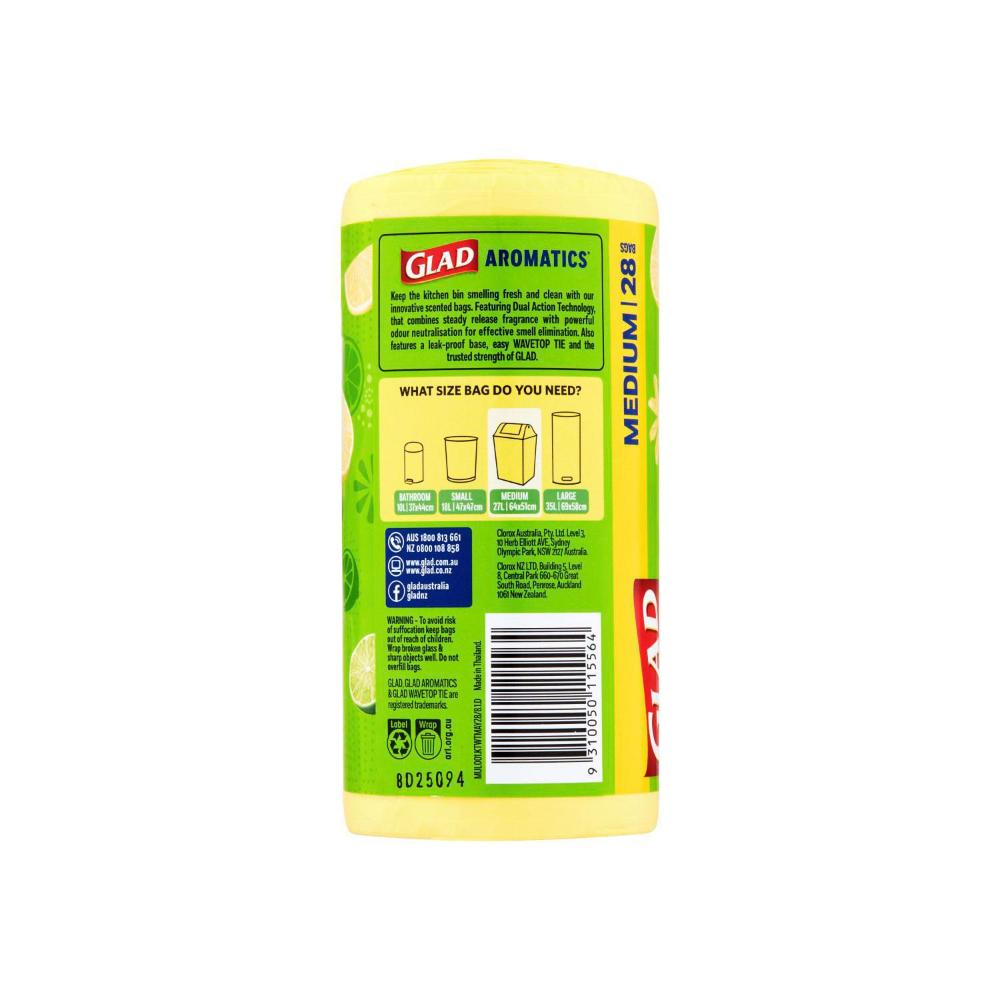 Glad Aromatics Kitchen Tidy Bags Sweet Citrus Medium - 28 Pack