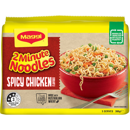 Maggi 2 Minute Spicy Chicken Flavour Instant Noodles 5 Pack