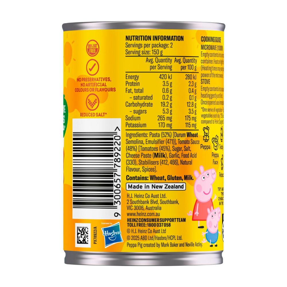 Heinz Peppa Pig Pasta Shapes In Tomato Sauce - 300g