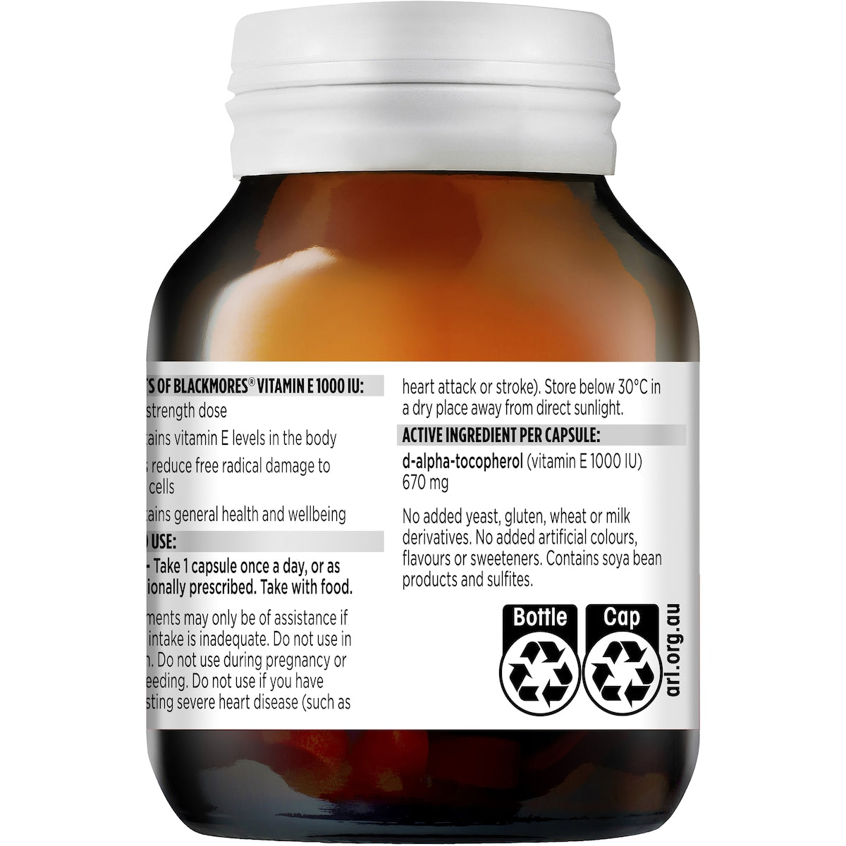 Blackmores Vitamin E 1000iu Cholesterol Health Capsules 30 Pack