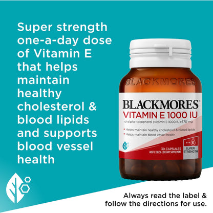 Blackmores Vitamin E 1000iu Cholesterol Health Capsules 30 Pack