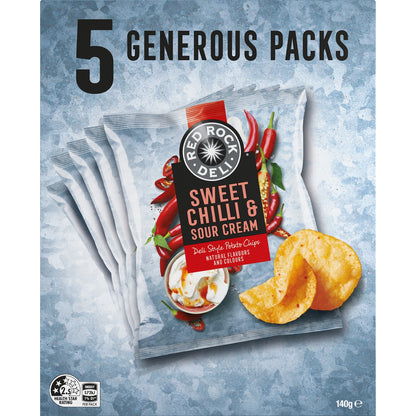 Red Rock Deli Sweet Chilli & Sour Cream Potato Chips 5 Pack