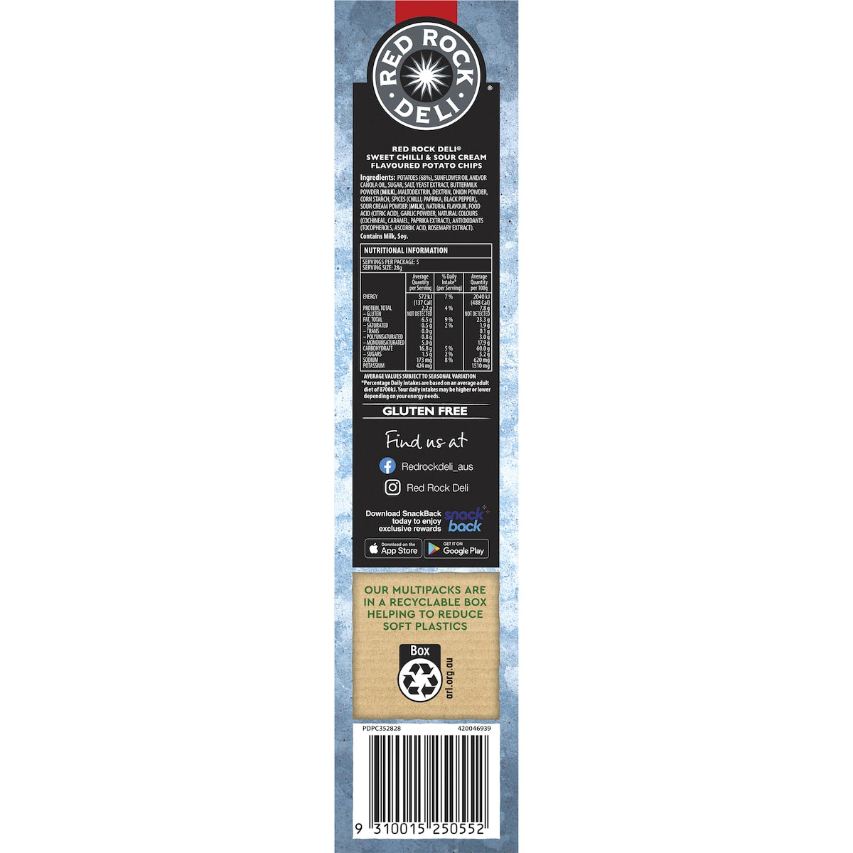 Red Rock Deli Sweet Chilli & Sour Cream Potato Chips 5 Pack