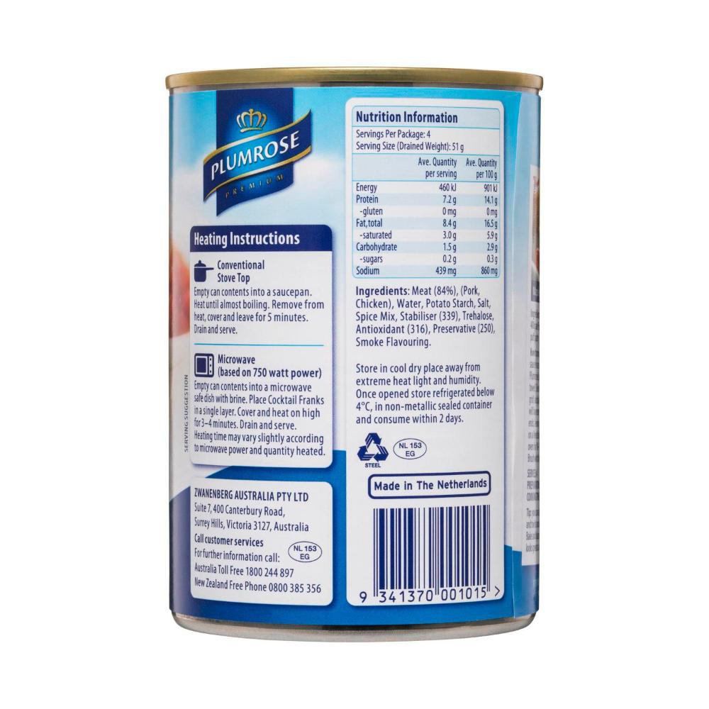 Plumrose Cocktail Frankfurts 25 Pack - 400g