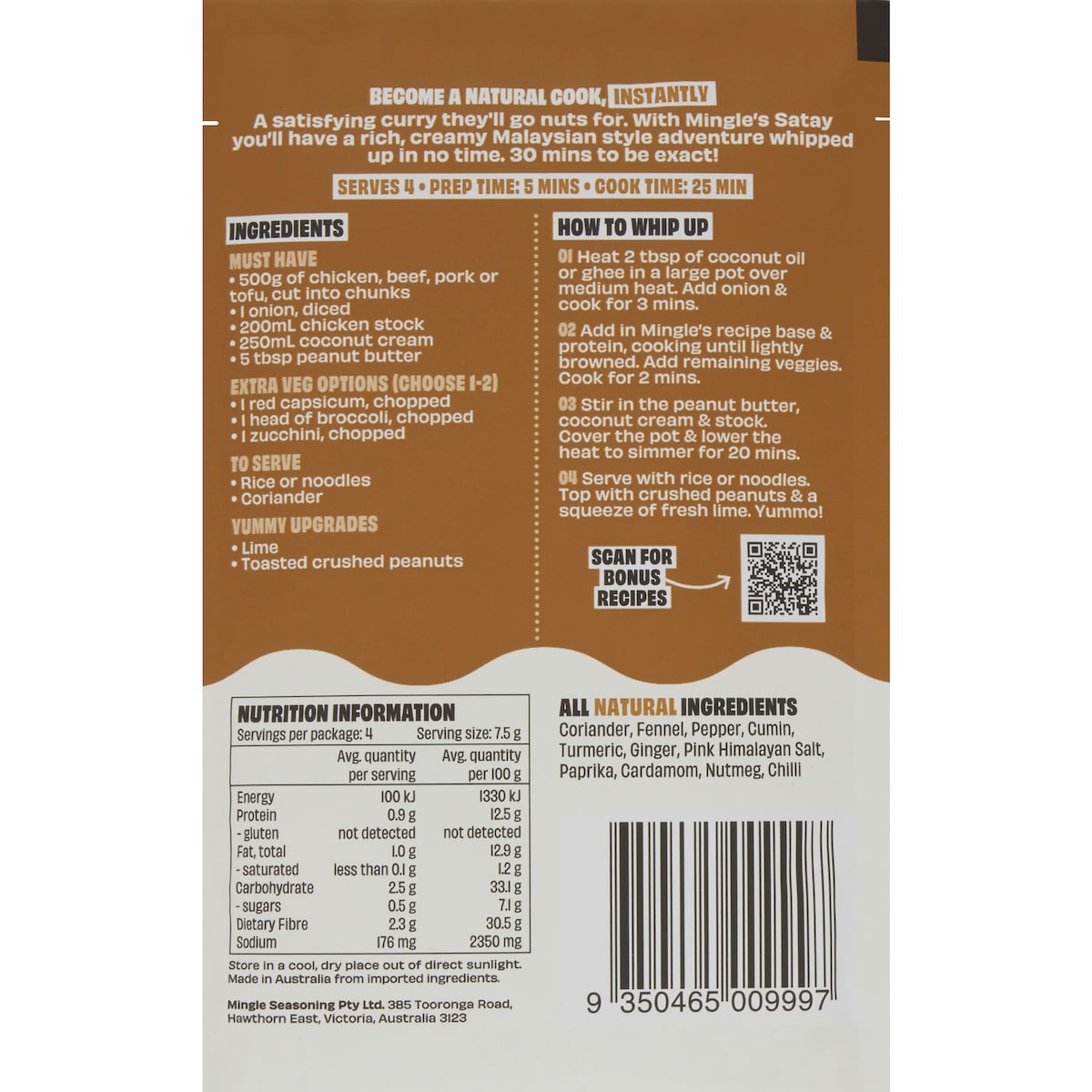 Mingle Satay Recipe Base 30g