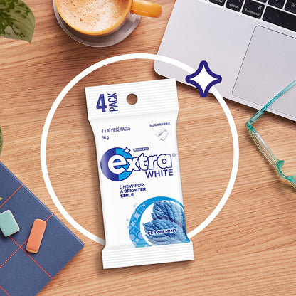 Extra White Peppermint Sugar Free Chewing Gum 4 Pack