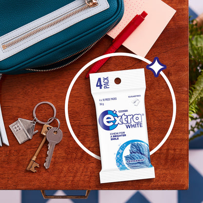 Extra White Peppermint Sugar Free Chewing Gum 4 Pack