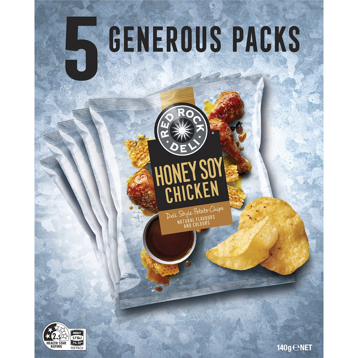 Red Rock Deli Honey Soy Chicken Potato Chips 28g X 5 Pack