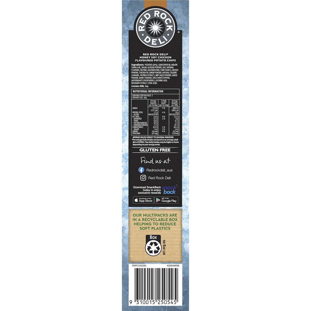 Red Rock Deli Honey Soy Chicken Potato Chips 28g X 5 Pack