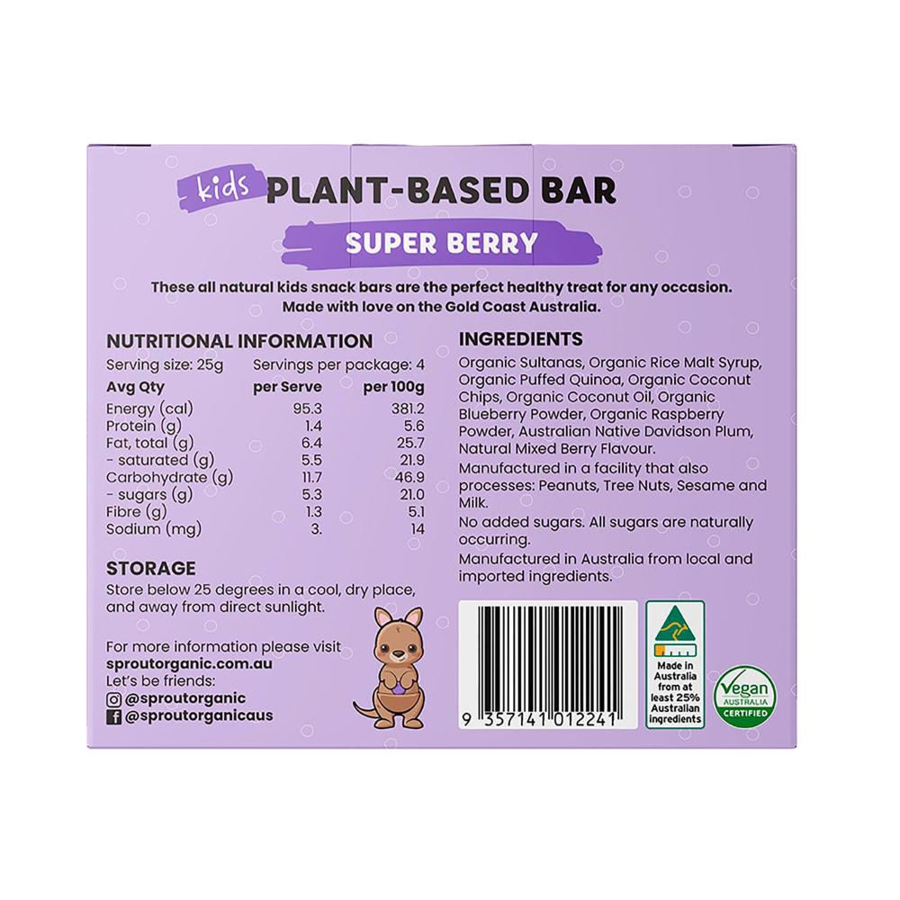 Sprout Kids Bar Super Berry Bar 4 Pack - 100g