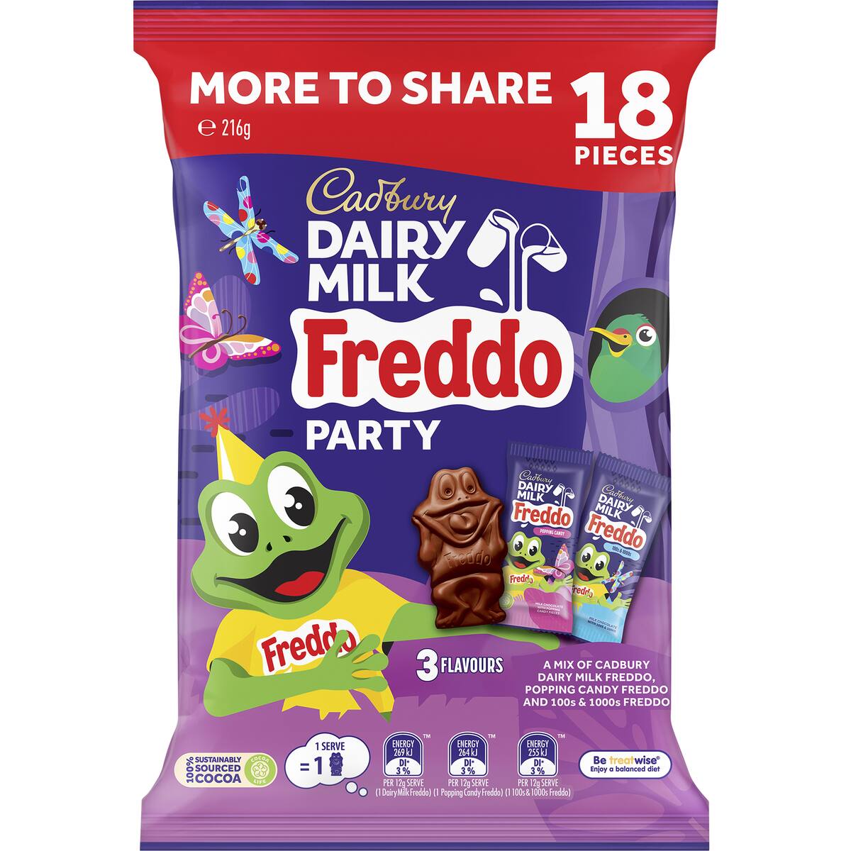 Cadbury Freddo Party Milk Chocolate Share Pack 18 Pieces 216g