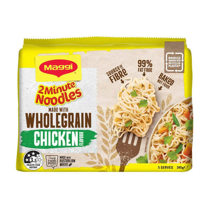 Maggi 2 Minute Instant Noodles Wholegrain Chicken Flavour 5 Pack - 345g