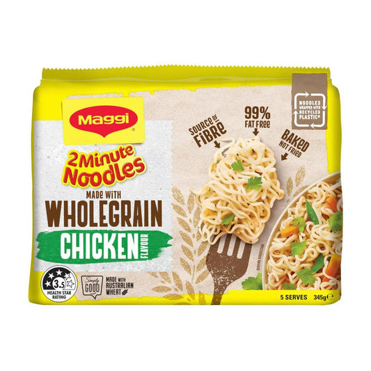 Maggi 2 Minute Instant Noodles Wholegrain Chicken Flavour 5 Pack - 345g