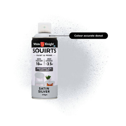White Knight Squirts Silver Satin Spray Paint - 310g