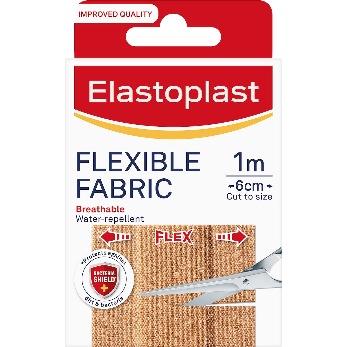 Elastoplast Flexible Breathable Water Repellent Fabric Plaster 6cmx1m